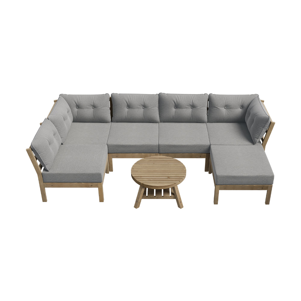 Livsip 7 Piece Outdoor Sofa Set 6-Seater Lounge Setting Grey