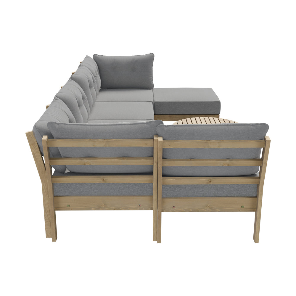 Livsip 7 Piece Outdoor Sofa Set 6-Seater Lounge Setting Grey