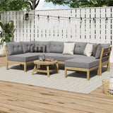 Livsip 7 Piece Outdoor Sofa Set 6-Seater Lounge Setting Grey - Rear View