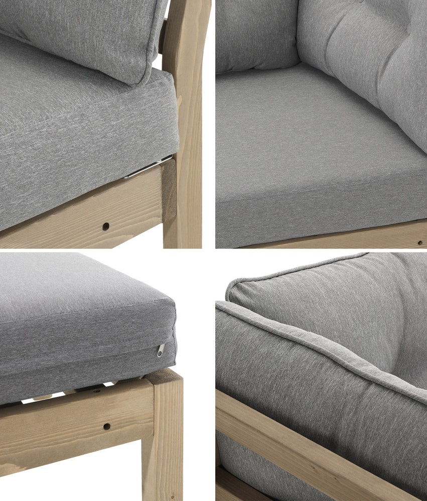 Livsip 7 Piece Outdoor Sofa Set 6-Seater Lounge Setting Grey
