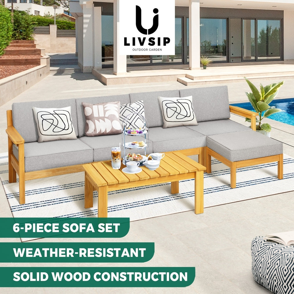 Livsip Outdoor Sofa Set Lounge Patio Set 6 Piece