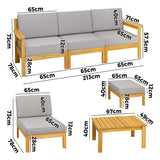Livsip Outdoor Sofa Set Wooden Patio Set 7-Piece - Side View