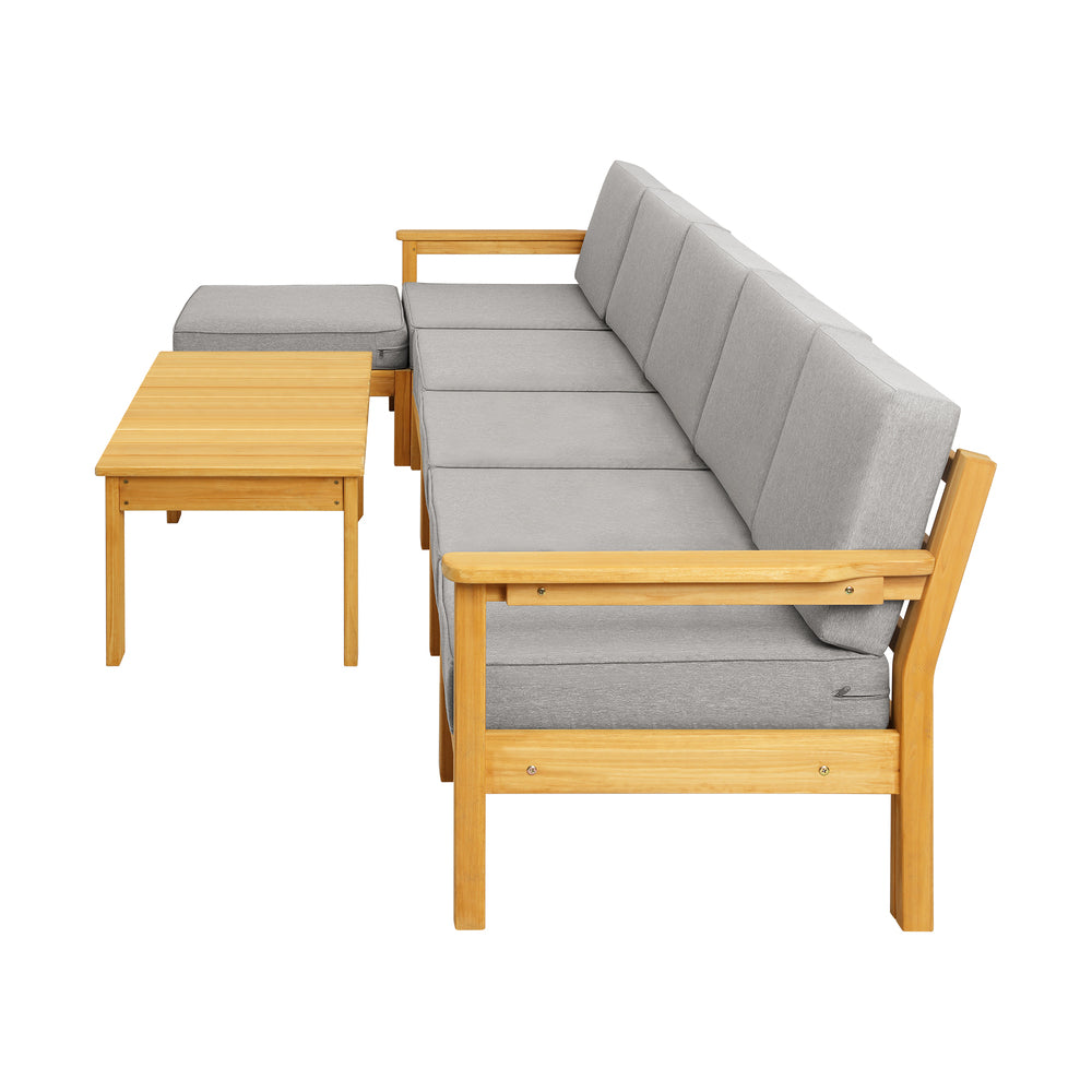 Livsip Outdoor Sofa Set Wooden Patio Set 7-Piece