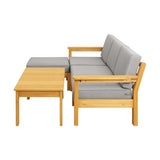 Livsip Outdoor Sofa Set Wooden Table Lounge 5Piece - Front View