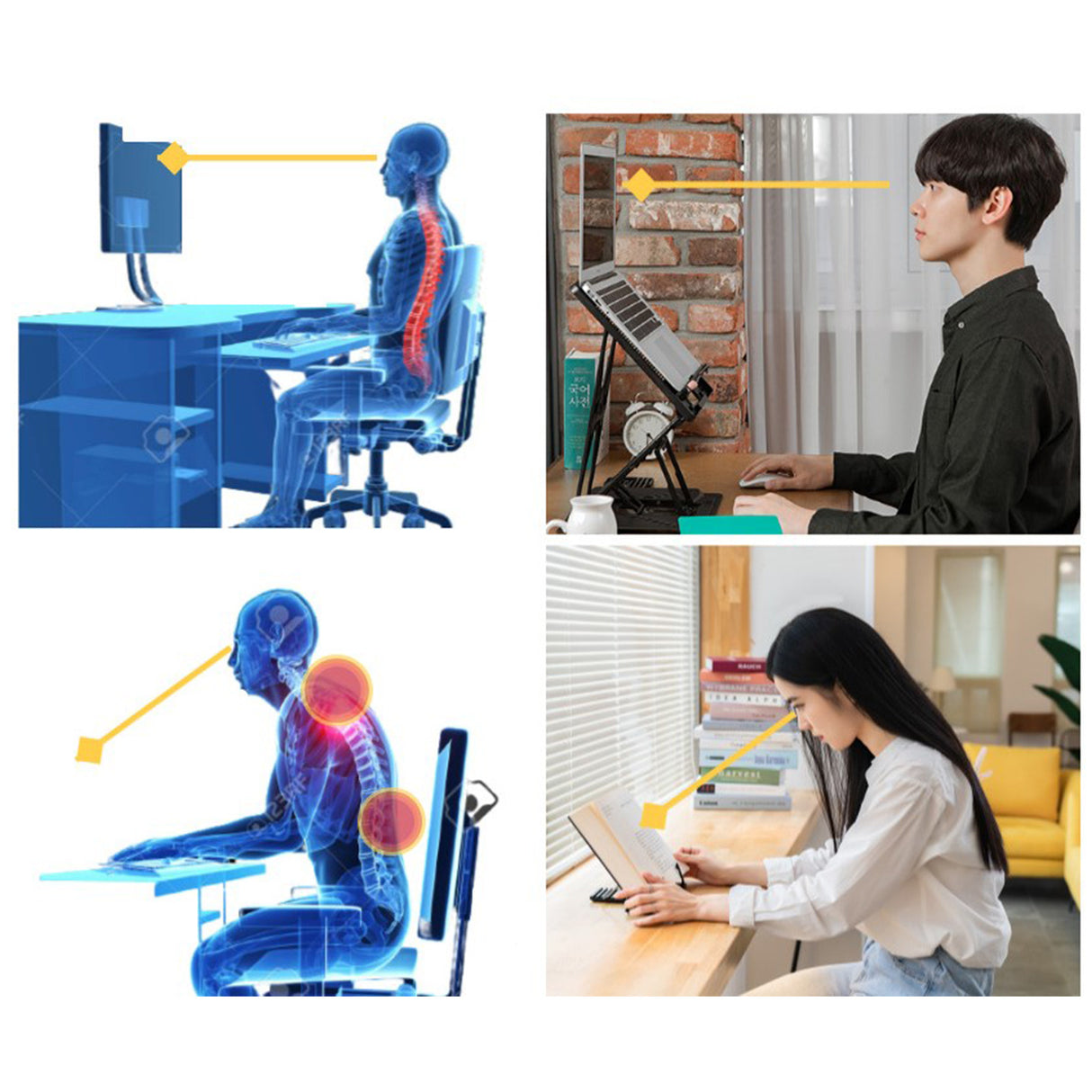 Adjustable Laptop Stand Foldable Tablet Book Holder - BLACK