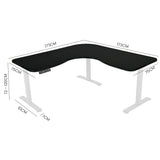 Fortia Corner Standing Desk, 1730W x 1730W x 750D, 3 Motors, 120kg Load, Sit to Stand Up Electric Height Adjustable, Black/White Frame