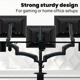 FORTIA Triple Computer Monitor Mount Stand for Desk with 3 Adjustable Arm Holder for 15 to 32 inch Displays - Front View