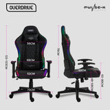 Overdrive Gaming Chair, with Bluetooth Speakers, RGB LED Lights, Reclining Game Armchair, Black - Rear View