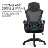 FORTIA Ergonomic Office Desk Chair, Height Adjustable Lumbar Support, Mesh Fabric, Headrest, Black - 45-Degree Angle
