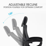 FORTIA Ergonomic Office Desk Chair, Height Adjustable Lumbar Support, Mesh Fabric, Headrest, Black - Top-Down View