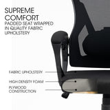 FORTIA Ergonomic Office Desk Chair, Height Adjustable Lumbar Support, Mesh Fabric, Headrest, Black - Front View