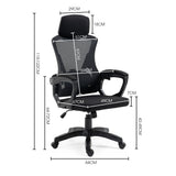 FORTIA Ergonomic Office Desk Chair, Height Adjustable Lumbar Support, Mesh Fabric, Headrest, Black - Rear View