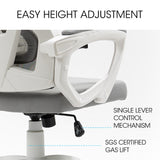 FORTIA Ergonomic Office Desk Chair, Height Adjustable Lumbar Support, Mesh Fabric, Headrest, White/Grey - Low Angle