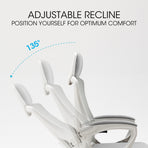 FORTIA Ergonomic Office Desk Chair, Height Adjustable Lumbar Support, Mesh Fabric, Headrest, White/Grey