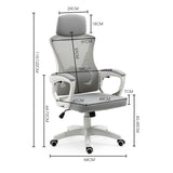 FORTIA Ergonomic Office Desk Chair, Height Adjustable Lumbar Support, Mesh Fabric, Headrest, White/Grey - Rear View