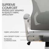 FORTIA Ergonomic Office Desk Chair, Height Adjustable Lumbar Support, Mesh Fabric, Headrest, White/Grey