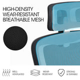 FORTIA Ergonomic Office Desk Chair, Lumbar Support, Mesh Fabric, Adjustable Headrest, Retractable Armrests, Black - Side View