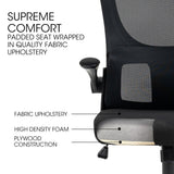 FORTIA Ergonomic Office Desk Chair, Lumbar Support, Mesh Fabric, Retractable Armrests, Black