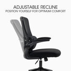 FORTIA Ergonomic Office Desk Chair, Lumbar Support, Mesh Fabric, Retractable Armrests, Black