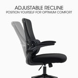 FORTIA Ergonomic Office Desk Chair, Lumbar Support, Mesh Fabric, Retractable Armrests, Black - Top-Down View