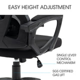 FORTIA Ergonomic Office Desk Chair, Lumbar Support, Mesh Fabric, Retractable Armrests, Black