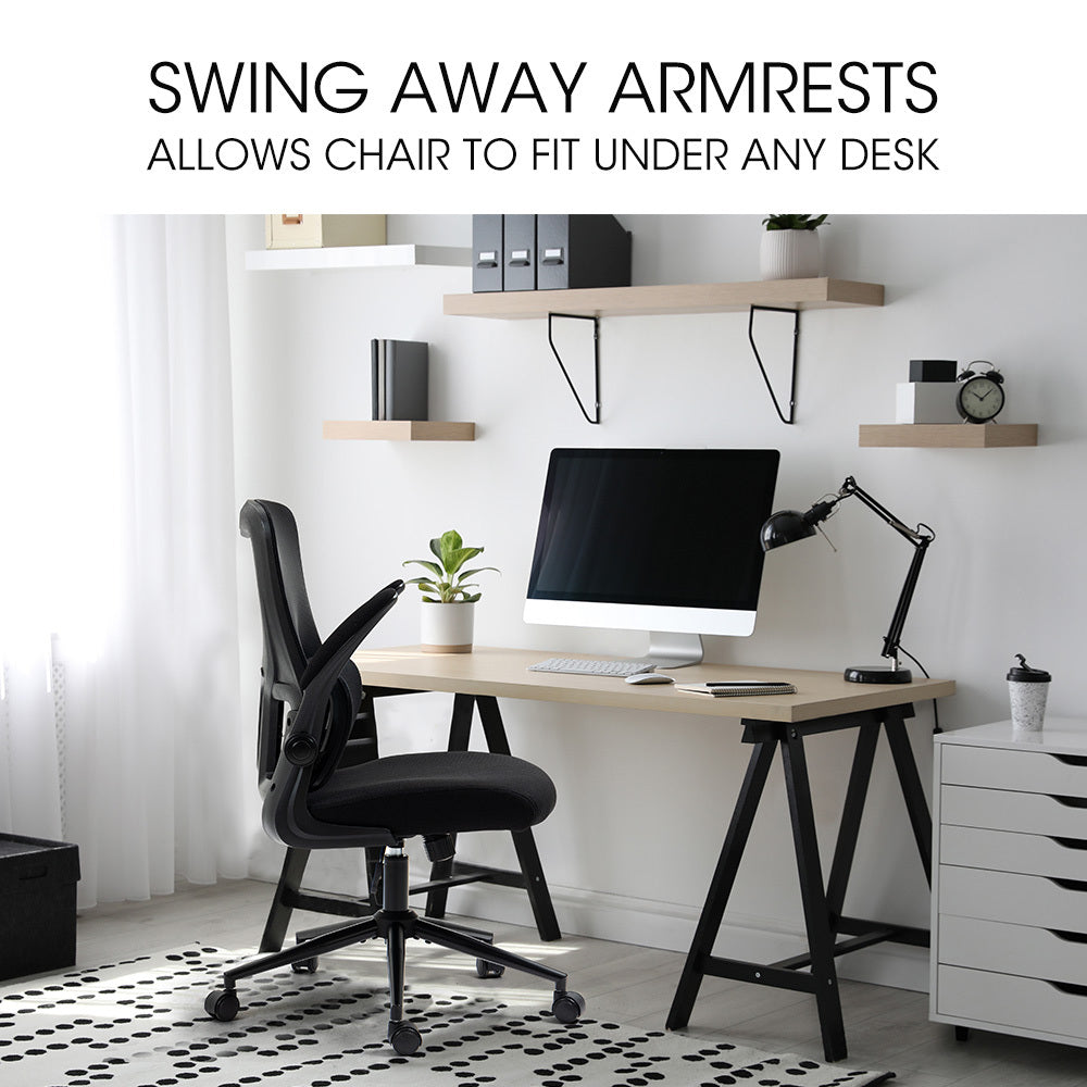 FORTIA Ergonomic Office Desk Chair, Lumbar Support, Mesh Fabric, Retractable Armrests, Black