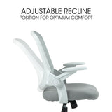 Fortia Ergonomic Office Desk Chair, Coolmesh Fabric, Adjustable Recline, Grey Mesh/White Frame - Top-Down View