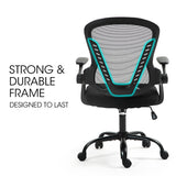 FORTIA Ergonomic Office Desk Chair, Coolmesh Fabric, Adjustable Recline, Black Mesh/Black Frame - Close-Up Angle