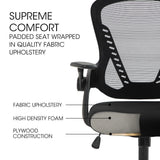 FORTIA Ergonomic Office Desk Chair, Coolmesh Fabric, Adjustable Recline, Black Mesh/Black Frame - Front View