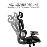 Fortia Ergonomic Office Desk Chair, Coolmesh Fabric, Adjustable Lumbar Support, Headrest, Armrest and Recline, Black Mesh/Black Frame - Top-Down View