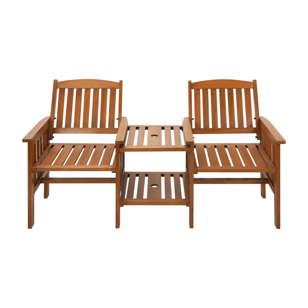 Livsip Wooden Garden Bench Chair&Table Loveseat Brown