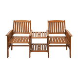 Livsip Wooden Garden Bench Chair&Table Loveseat Brown - 45-Degree Angle