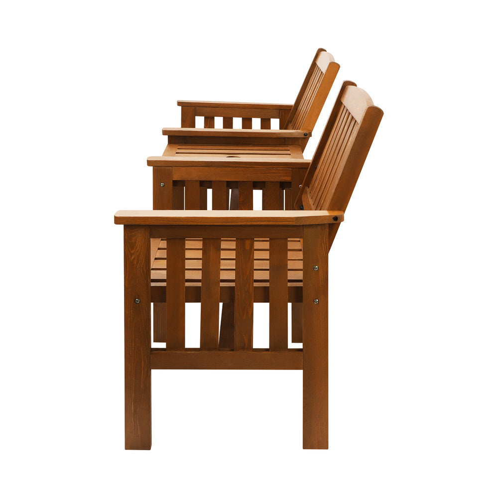 Livsip Wooden Garden Bench Chair&Table Loveseat Brown