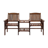 Livsip Outdoor Wooden Chair 2 Seat&Table Loveseat Charcoal - 45-Degree Angle