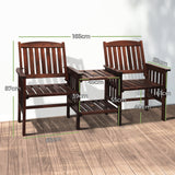 Livsip Outdoor Wooden Chair 2 Seat&Table Loveseat Charcoal - Rear View