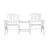 Livsip Wooden Garden Bench 2 Seat Chair&Table White
