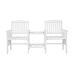 Livsip Wooden Garden Bench 2 Seat Chair&Table White