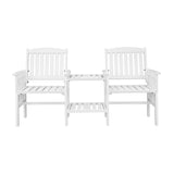 Livsip Wooden Garden Bench 2 Seat Chair&Table White - Rear View