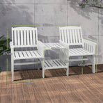Livsip Wooden Garden Bench 2 Seat Chair&Table White