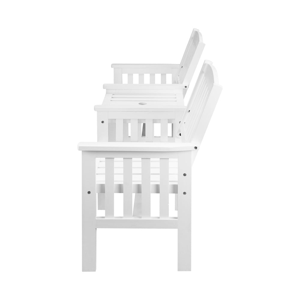 Livsip Wooden Garden Bench 2 Seat Chair&Table White