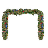 274cm Bristle Berry Multicolour Pre-Lit Christmas Garland - Front View