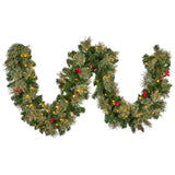 274cm Bristle Berry Multicolour Pre-Lit Christmas Garland - Top-Down View