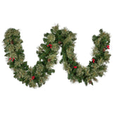 274cm Bristle Berry Multicolour Pre-Lit Christmas Garland - 45-Degree Angle