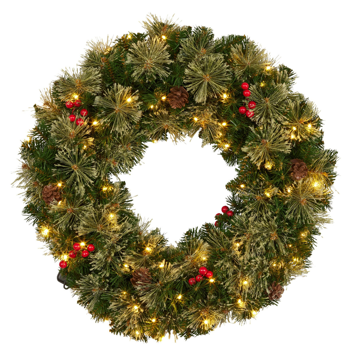 61cm Bristle Berry Christmas Wreath with Multi Functions Lights