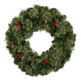 61cm Bristle Berry Christmas Wreath with Multi Functions Lights - Side View