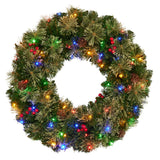 61cm Bristle Berry Christmas Wreath with Multi Functions Lights - 45-Degree Angle