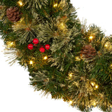 61cm Bristle Berry Christmas Wreath with Multi Functions Lights - Rear View