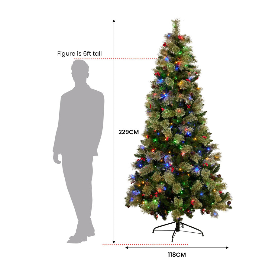 National Tree Company 2.3m Bristle Berry Multicolour Pre-Lit Christmas Tree with 1116 Tips