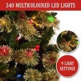 National Tree Company 2.3m Bristle Berry Multicolour Pre-Lit Christmas Tree with 1116 Tips - Rear View
