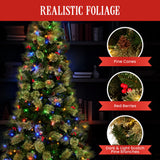 National Tree Company 2.3m Bristle Berry Multicolour Pre-Lit Christmas Tree with 1116 Tips